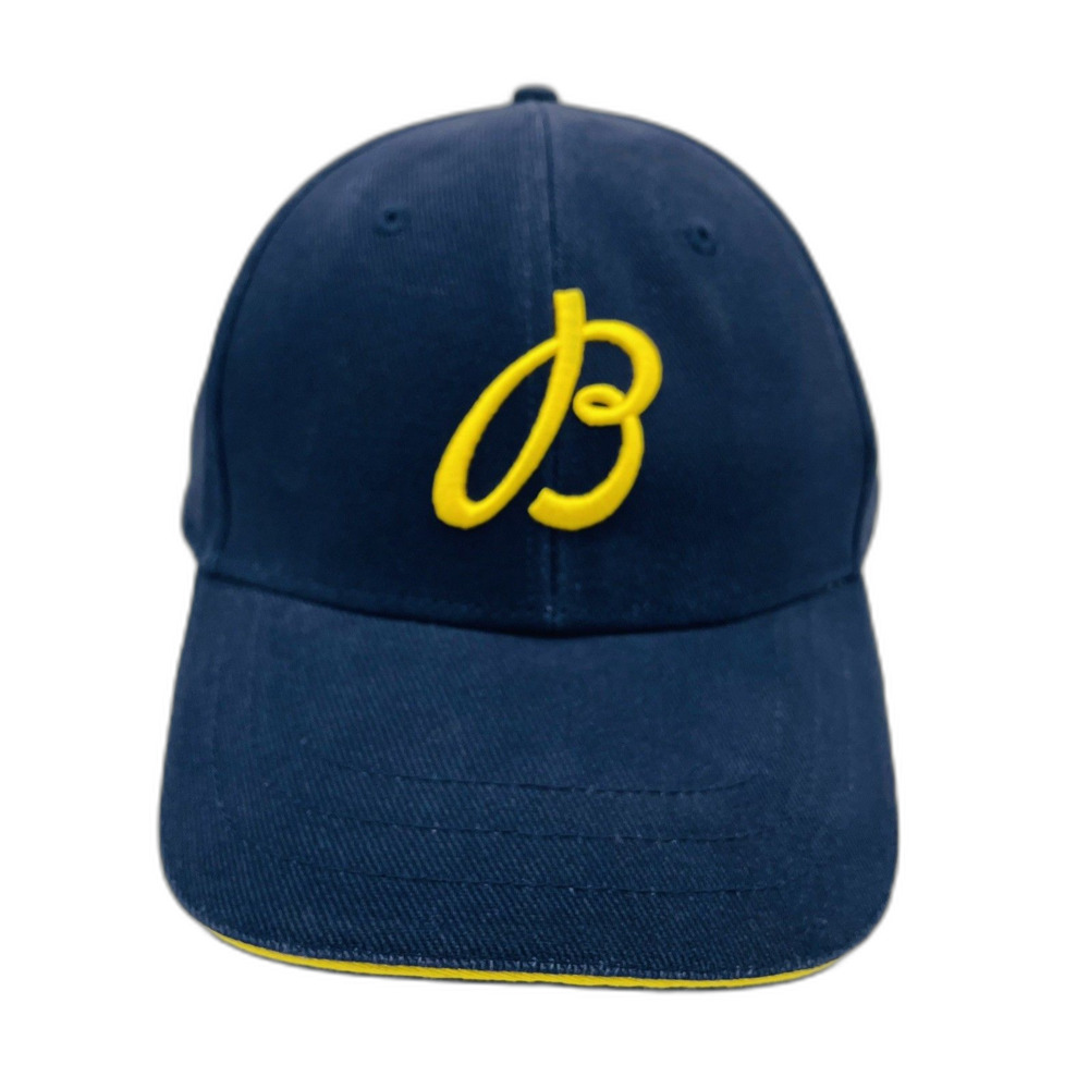 Breitling 1884 Strapback Hat Organic Cotton Navy Blue Embroidered Yellow